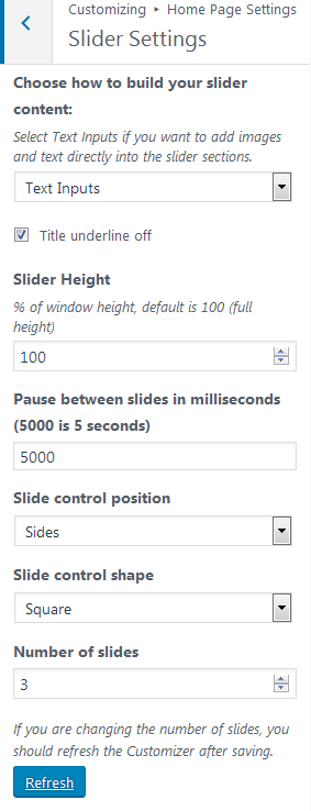 Slider Settings