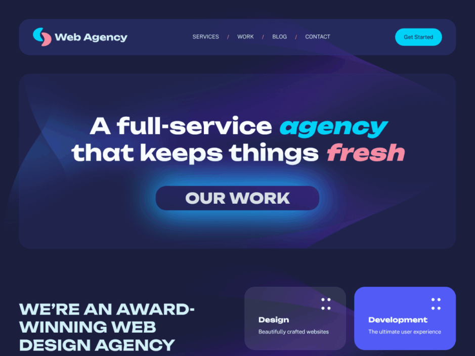 A screenshot of the Acai Web Agency child theme